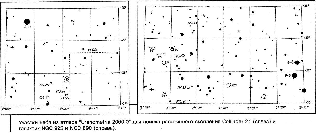 Участки неба из атласа Uranometria 2000.0